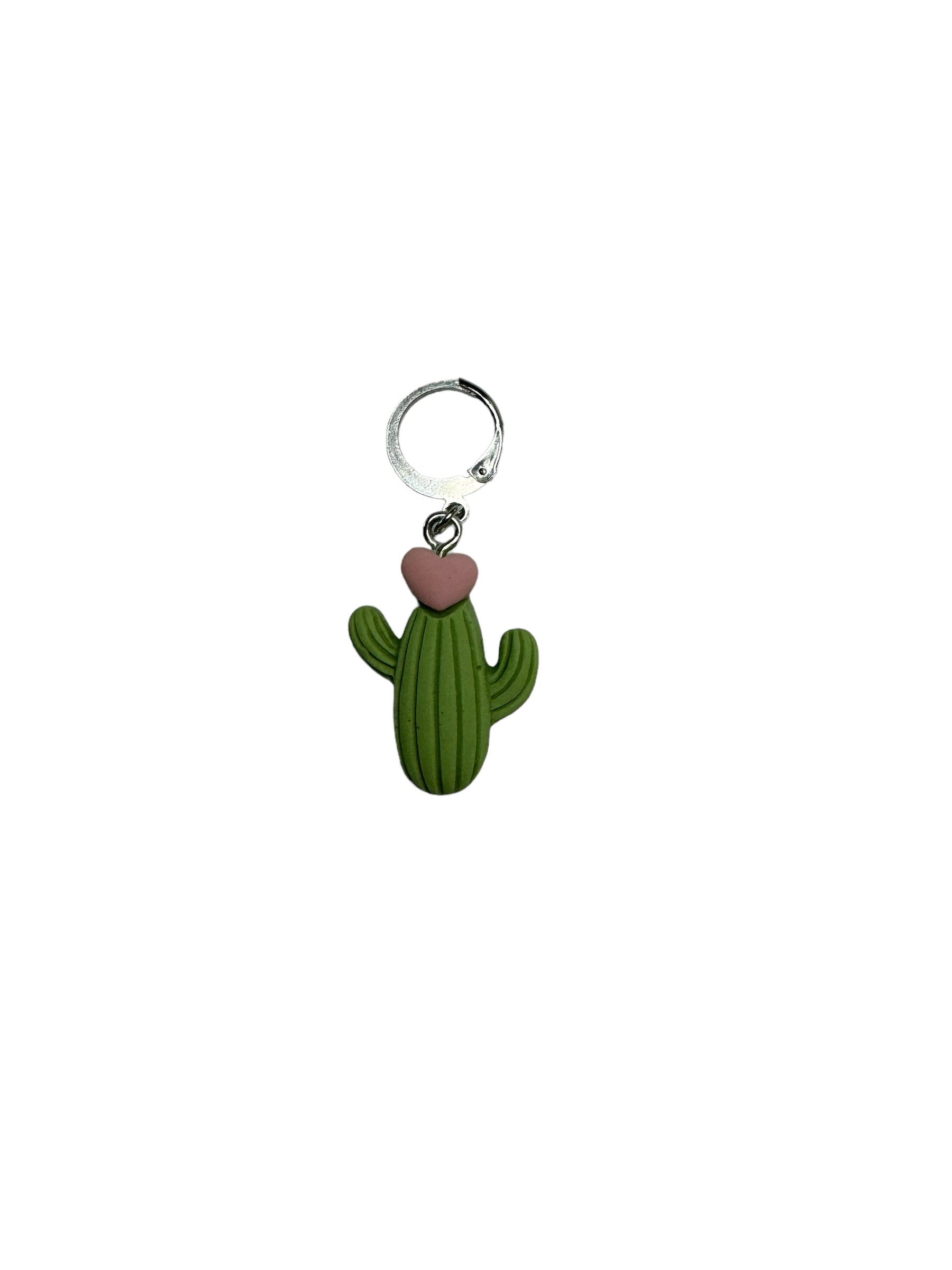 Cactus with pink heart Crochet Stitch marker 1pc