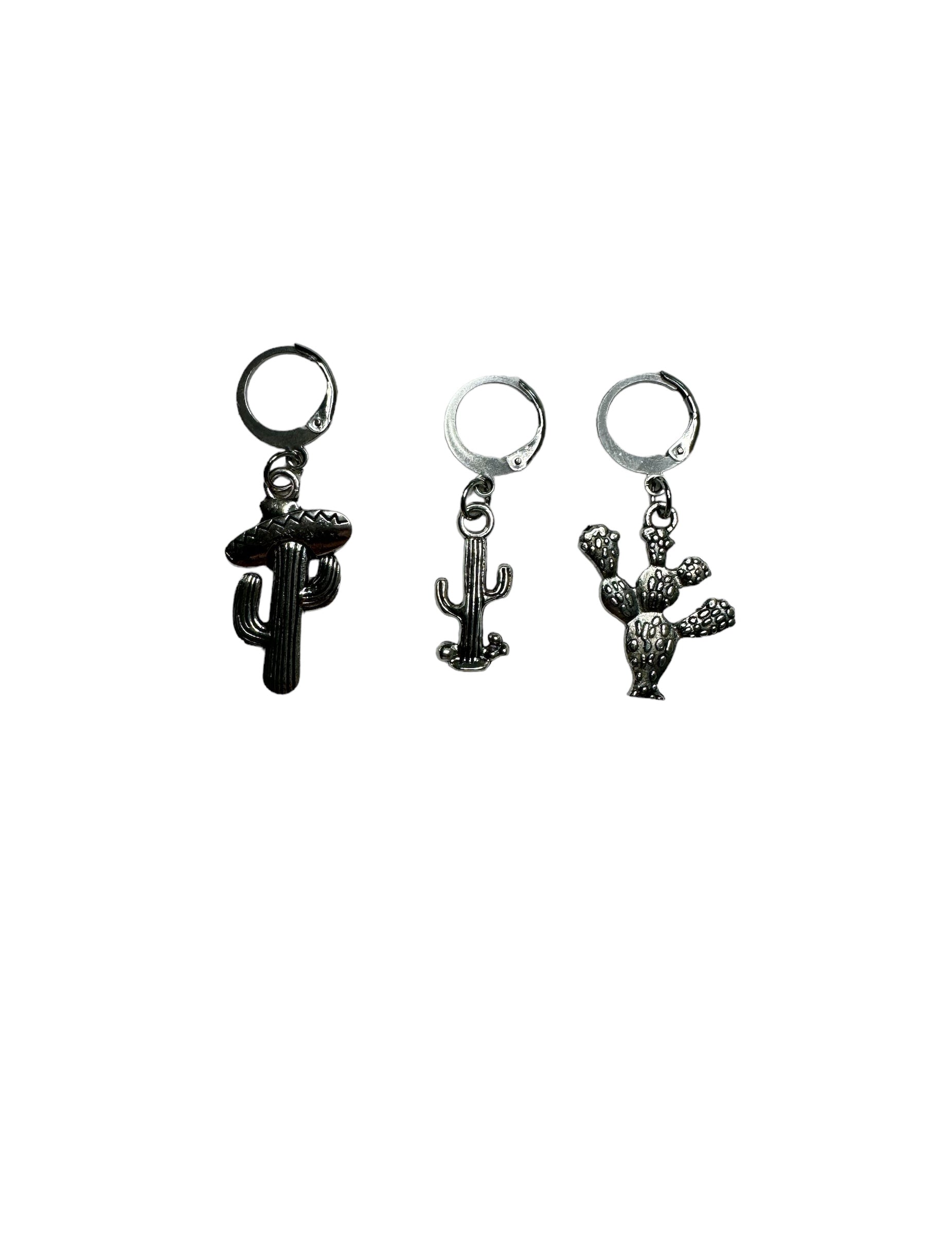 Cactus silver Crochet Stitch markers 3pc