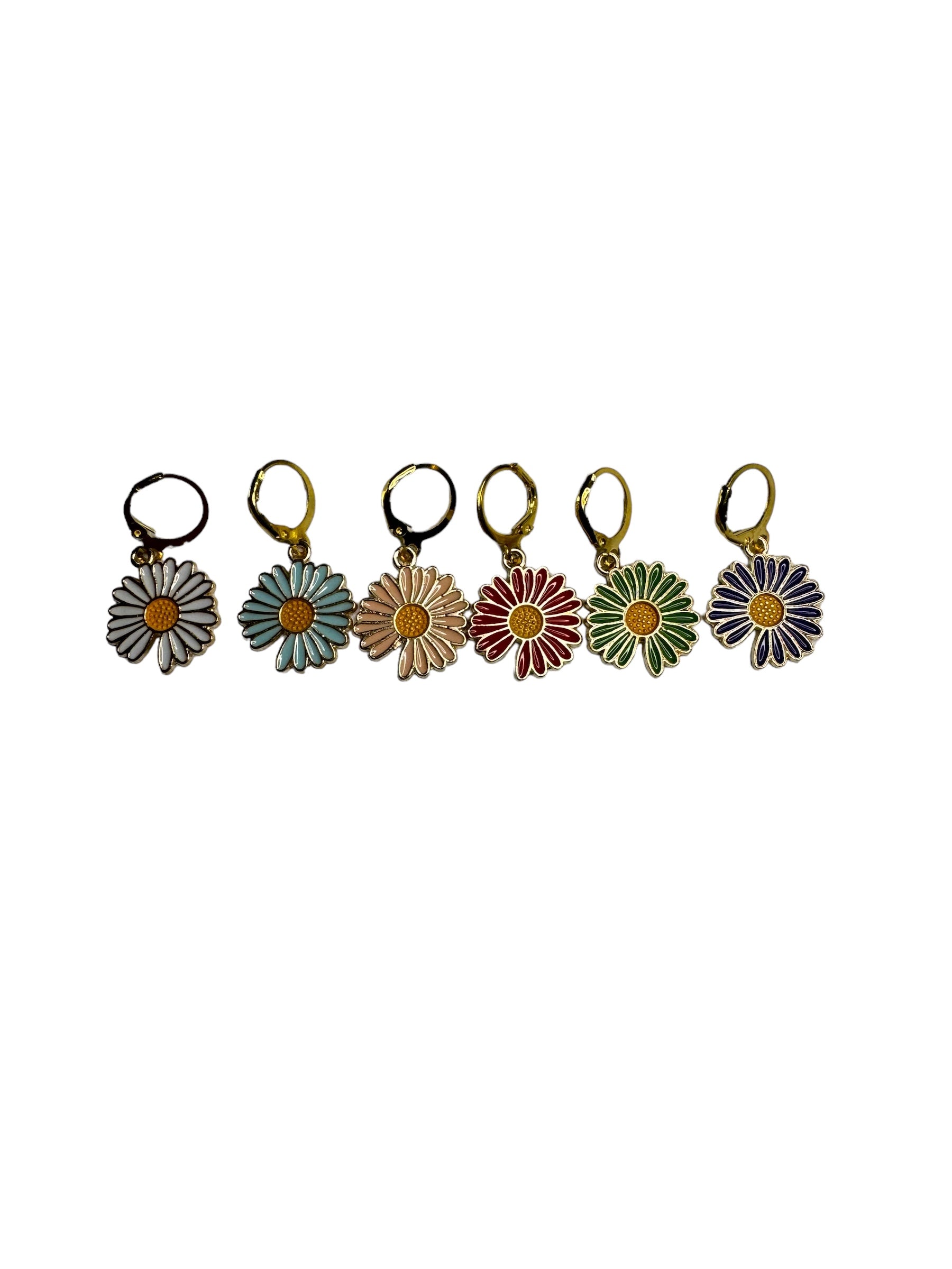 Daisy Flower Crochet Stitch Markers 6pc